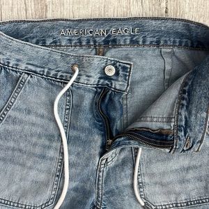 American Eagle Jeans Pants Sz 0 Regular Cargo Joggers Light Wash Denim‎